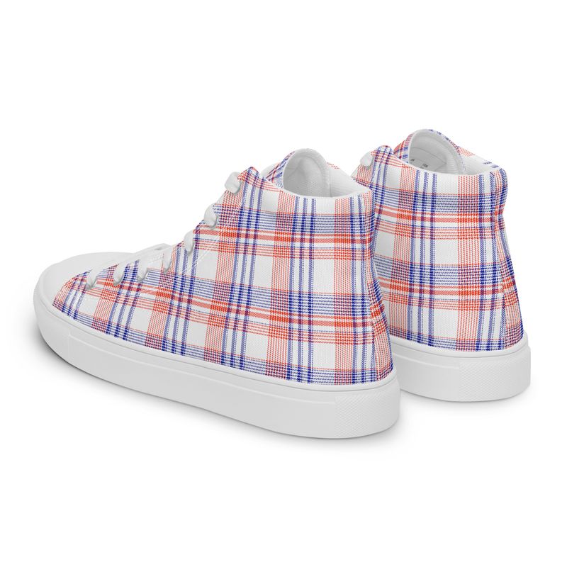 Orange and Blue Plaid Light Women&#39;s High Top Canvas Shoes