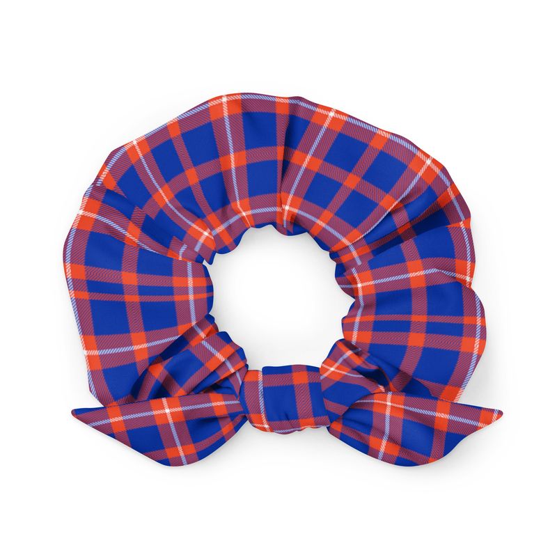 Orange and Blue Plaid Dark Scrunchie