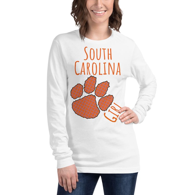 SC Girl (Paw) Orange Text Front Only Long Sleeve Tee