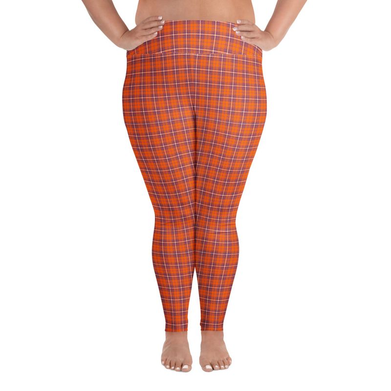 Orange and Purple Plaid Dark Plus Size Leggings