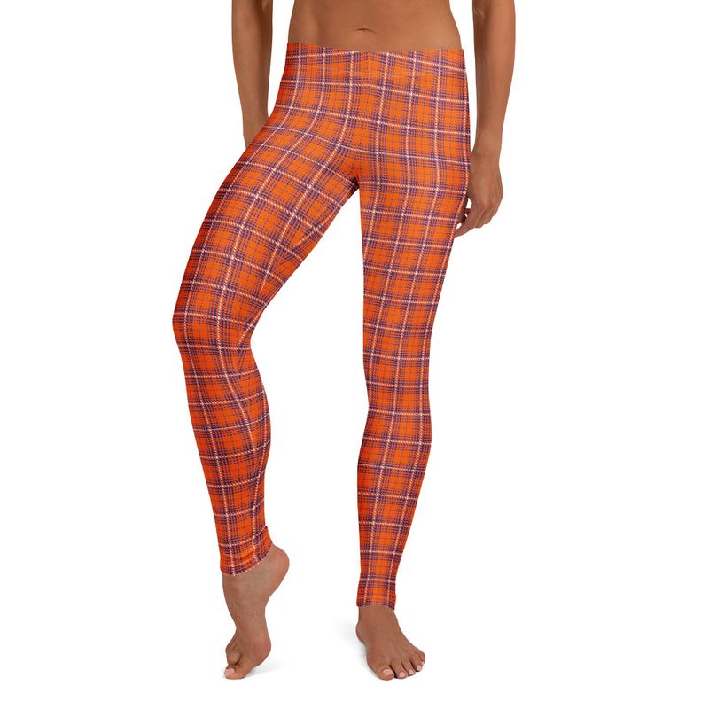 Orange and Purple Plaid Dark Leggings