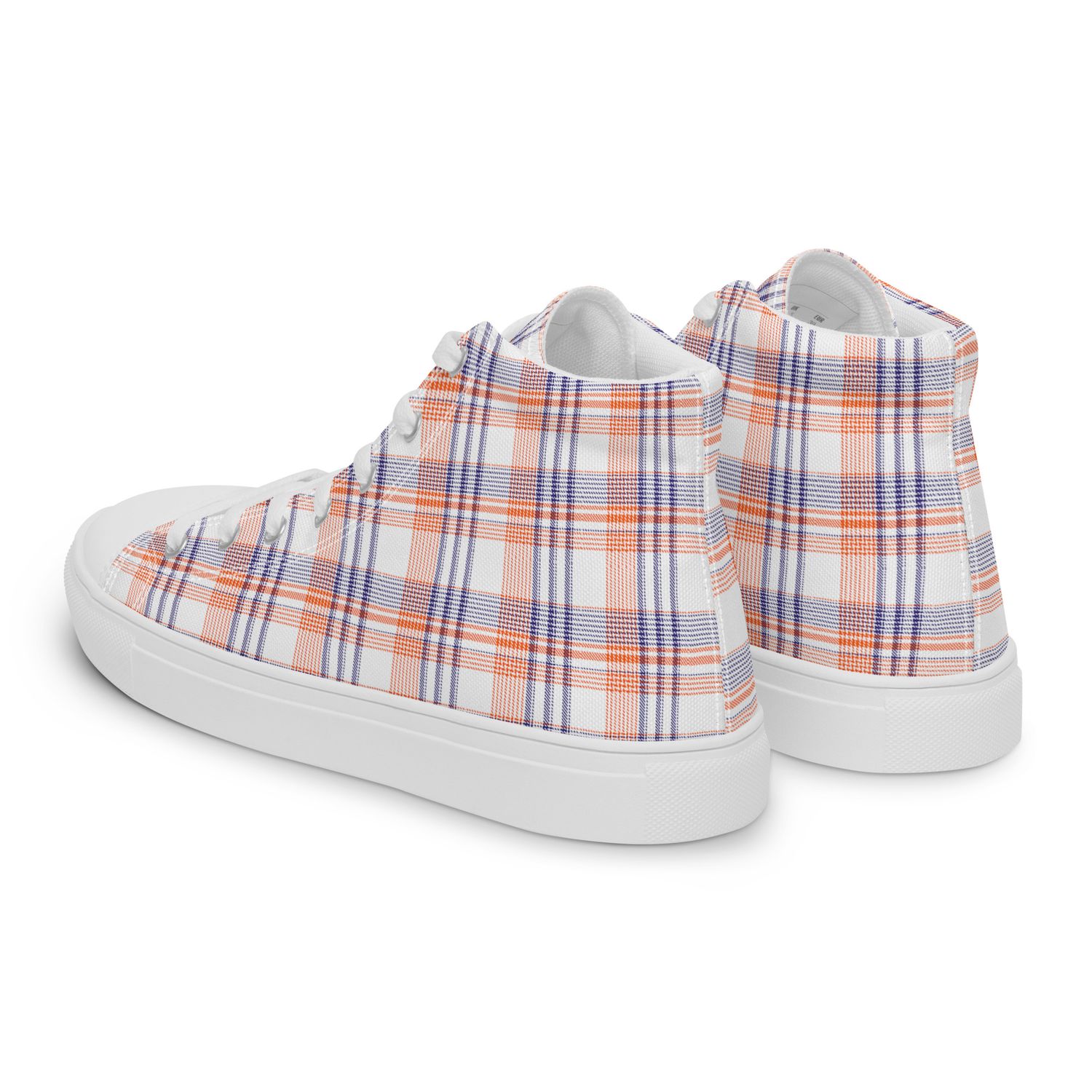 Orange and Purple Plaid Light Women&#39;s High Top Canvas Shoes