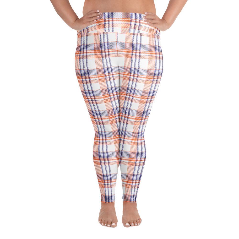 Orange and Purple Plaid Light Plus Size Leggings