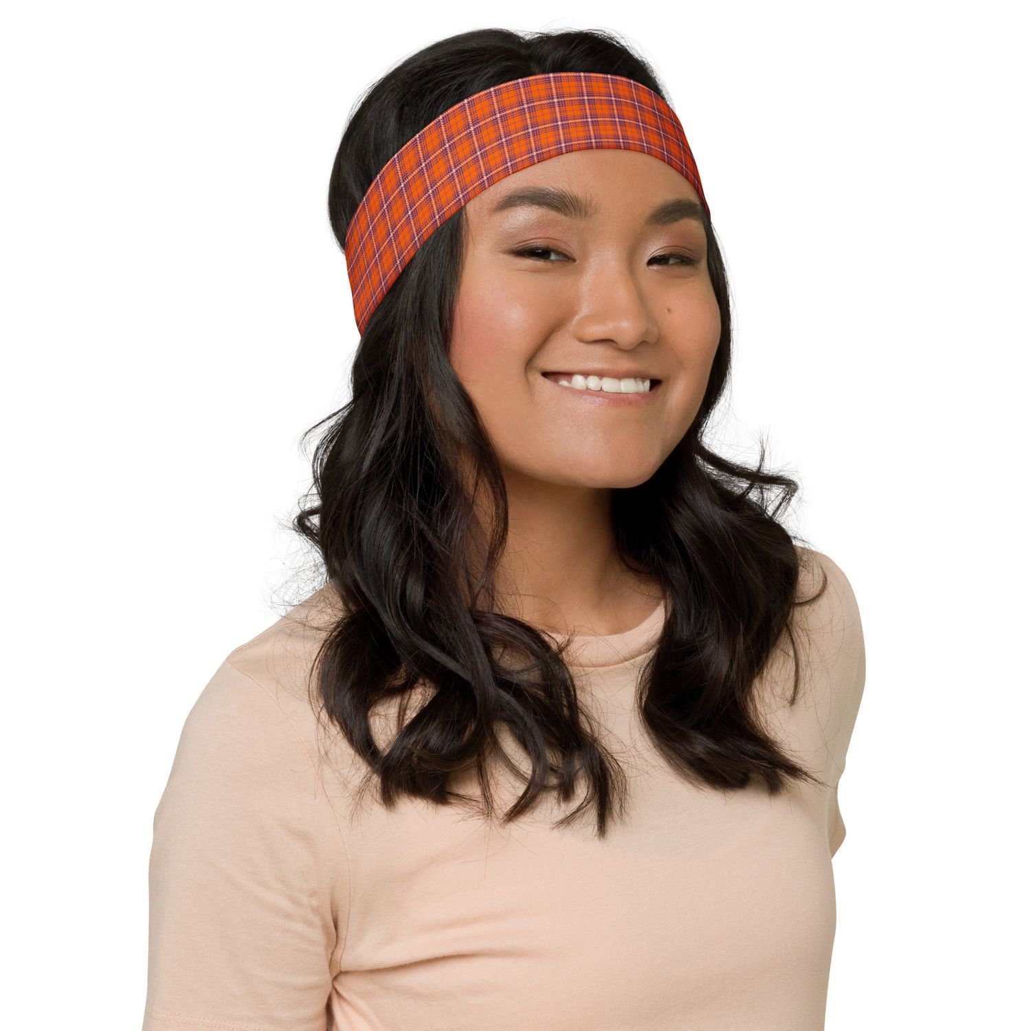 Orange and Purple Plaid Dark Headband
