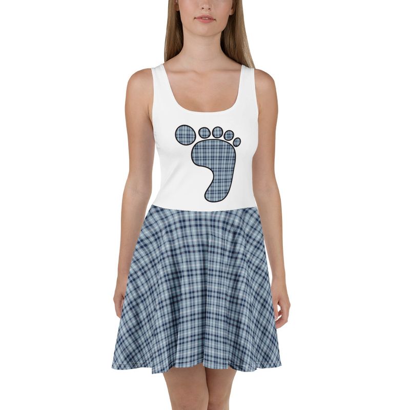 Light Blue and Navy Plaid Skater Dress