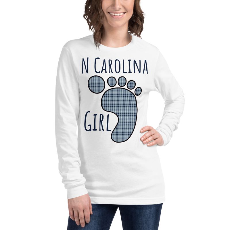 NC Girl (Footprint) Front Only Long Sleeve Tee