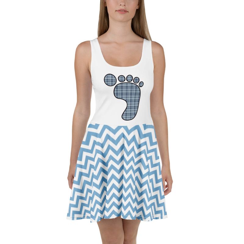 Light Blue Chevron Skater Dress