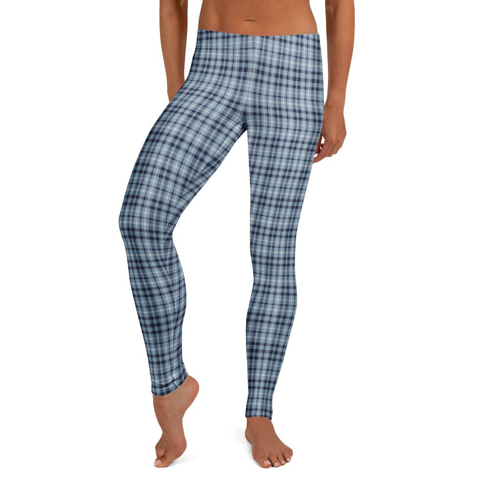 Light Blue and Navy Plaid Leggings