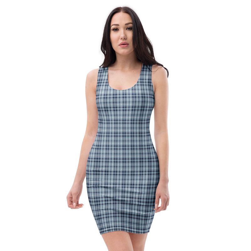 Light Blue and Navy Plaid Dress