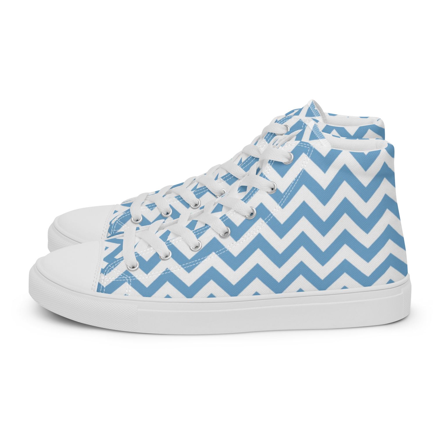 Light Blue Chevron Women&#39;s High Top Canvas Shoes