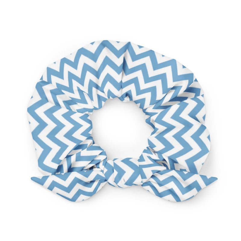 Light Blue Chevron Scrunchie