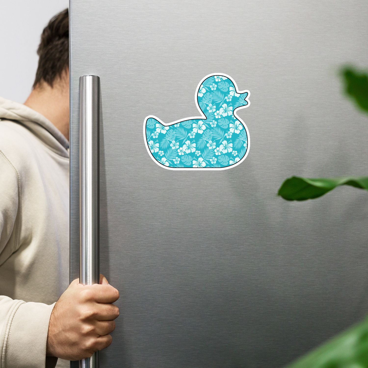Blue Floral Duck Magnet