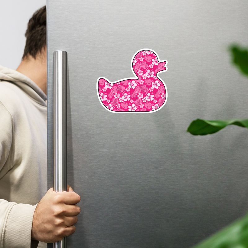 Pink Floral Duck Magnet