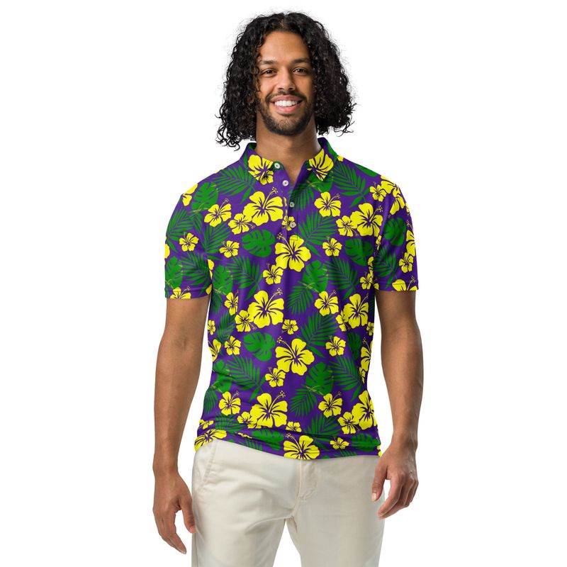 Mardi Gras Floral Men’s slim fit polo