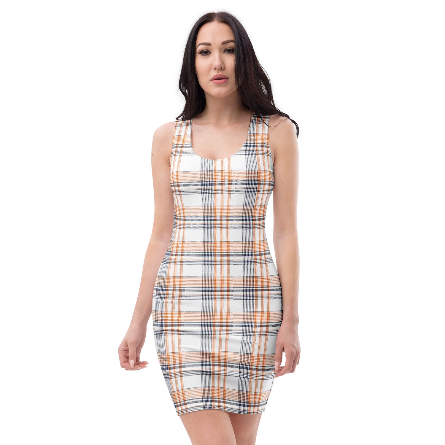 Burnt Orange and Navy Plaid Light Dress