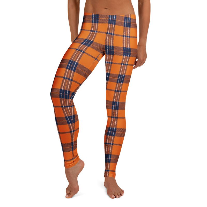 Burnt Orange and Navy Plaid Dark Leggings