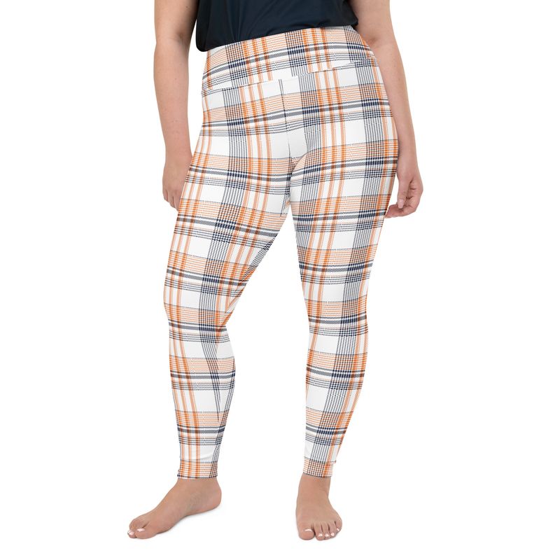 Burnt Orange and Navy Plaid Light Plus Size Leggings