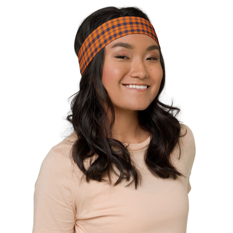 Burnt Orange and Navy Plaid Dark Headband