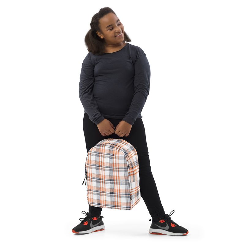 Burnt Orange and Navy Plaid Light Backpack