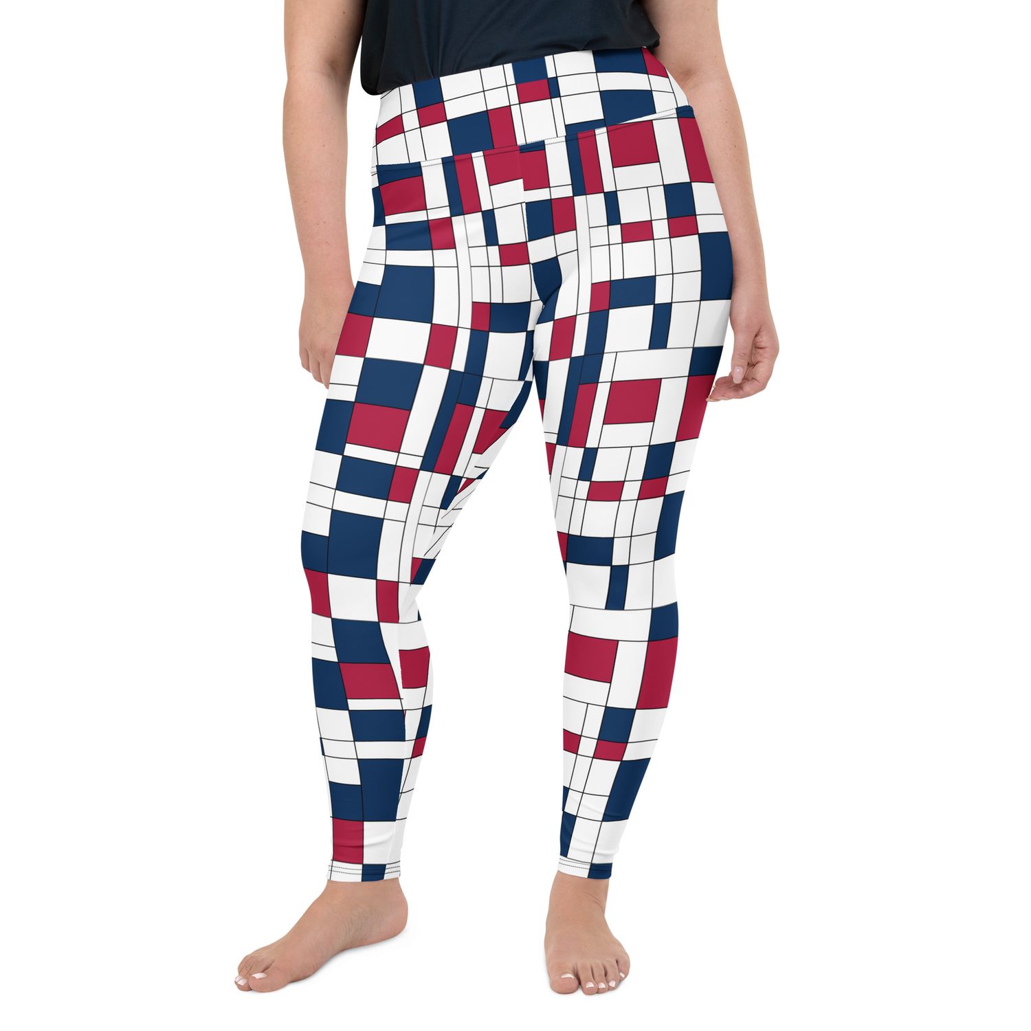 Mondrian-Inspired USA Plus Size Leggings