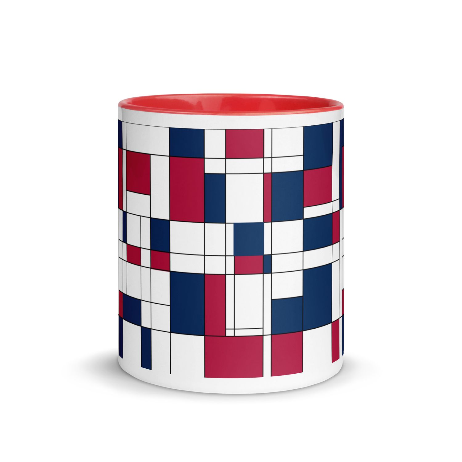 Mondrian-Inspired USA Mug with Color Inside