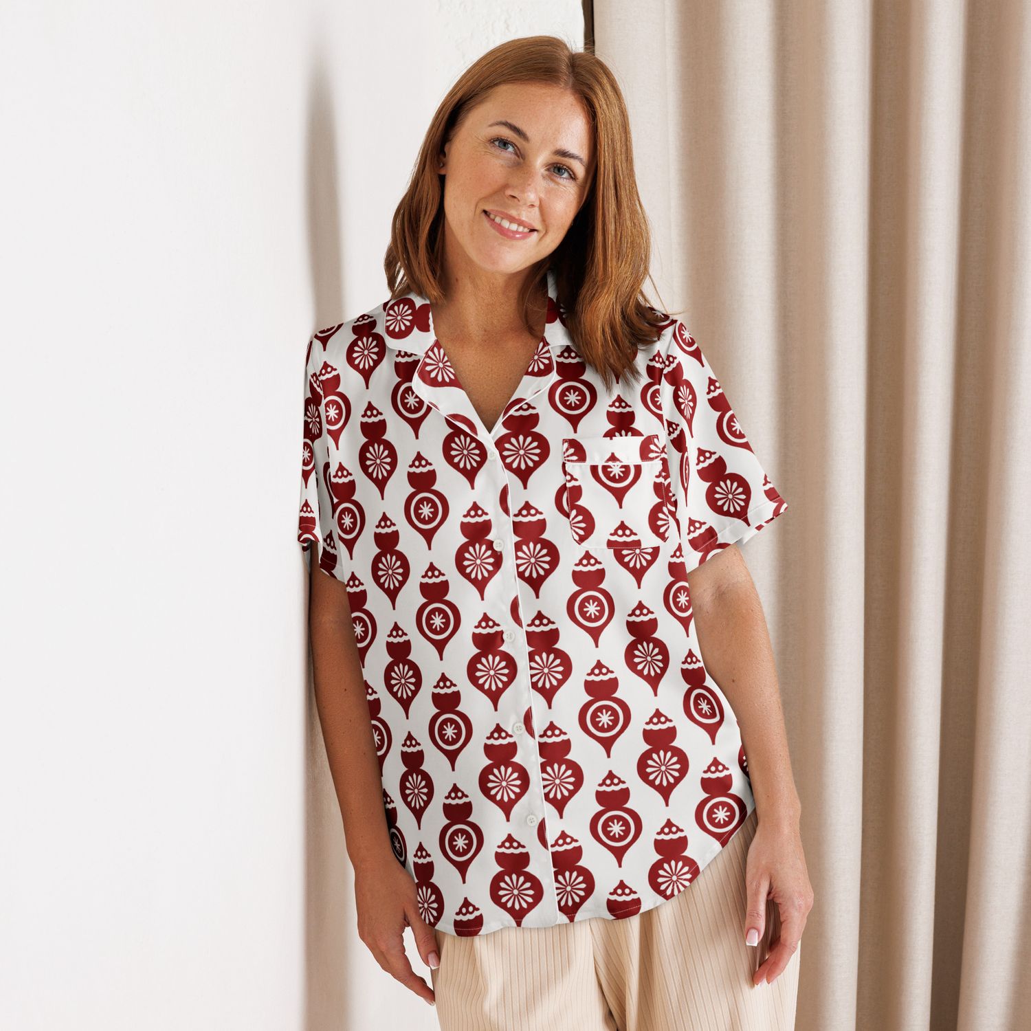 Christmas Ornaments women’s short sleeve pajama top