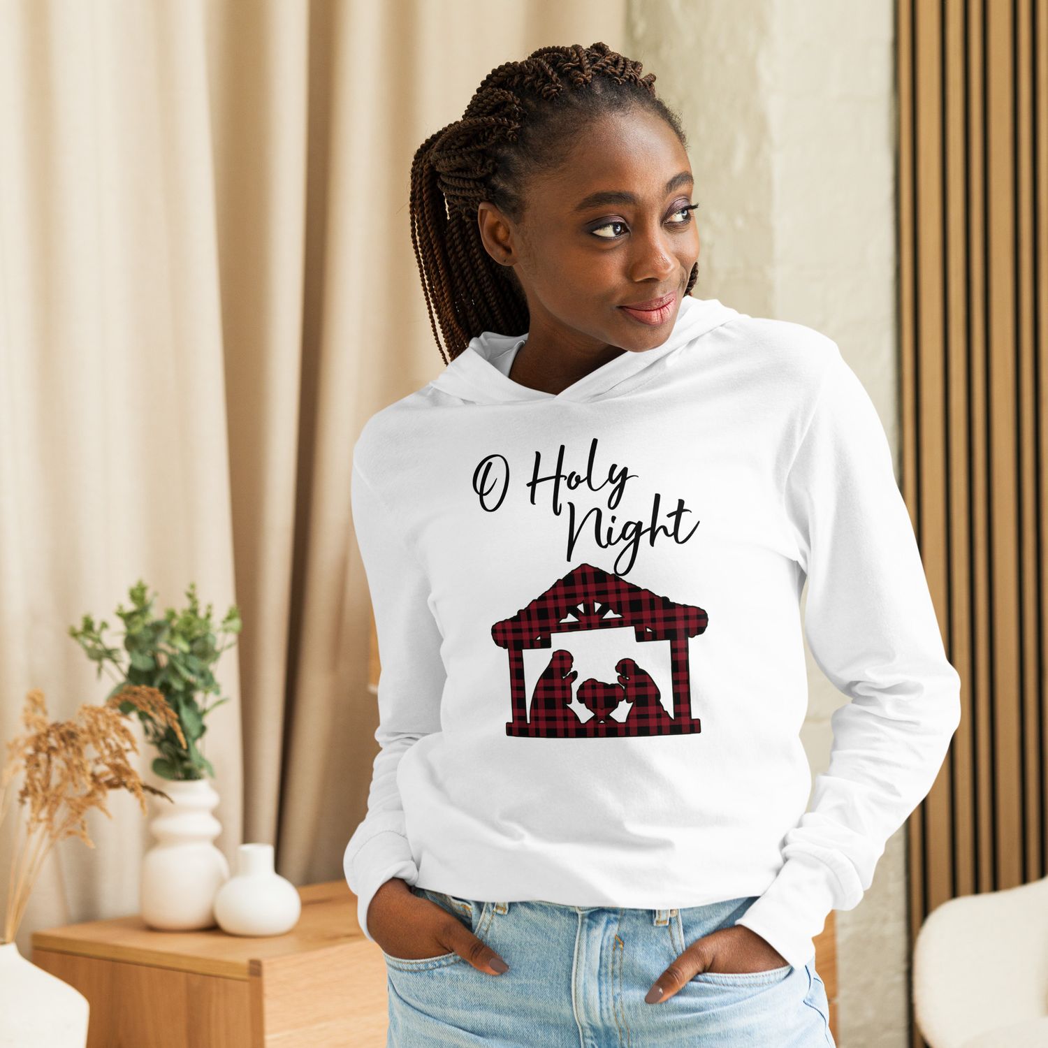 O Holy Night Hooded long-sleeve tee
