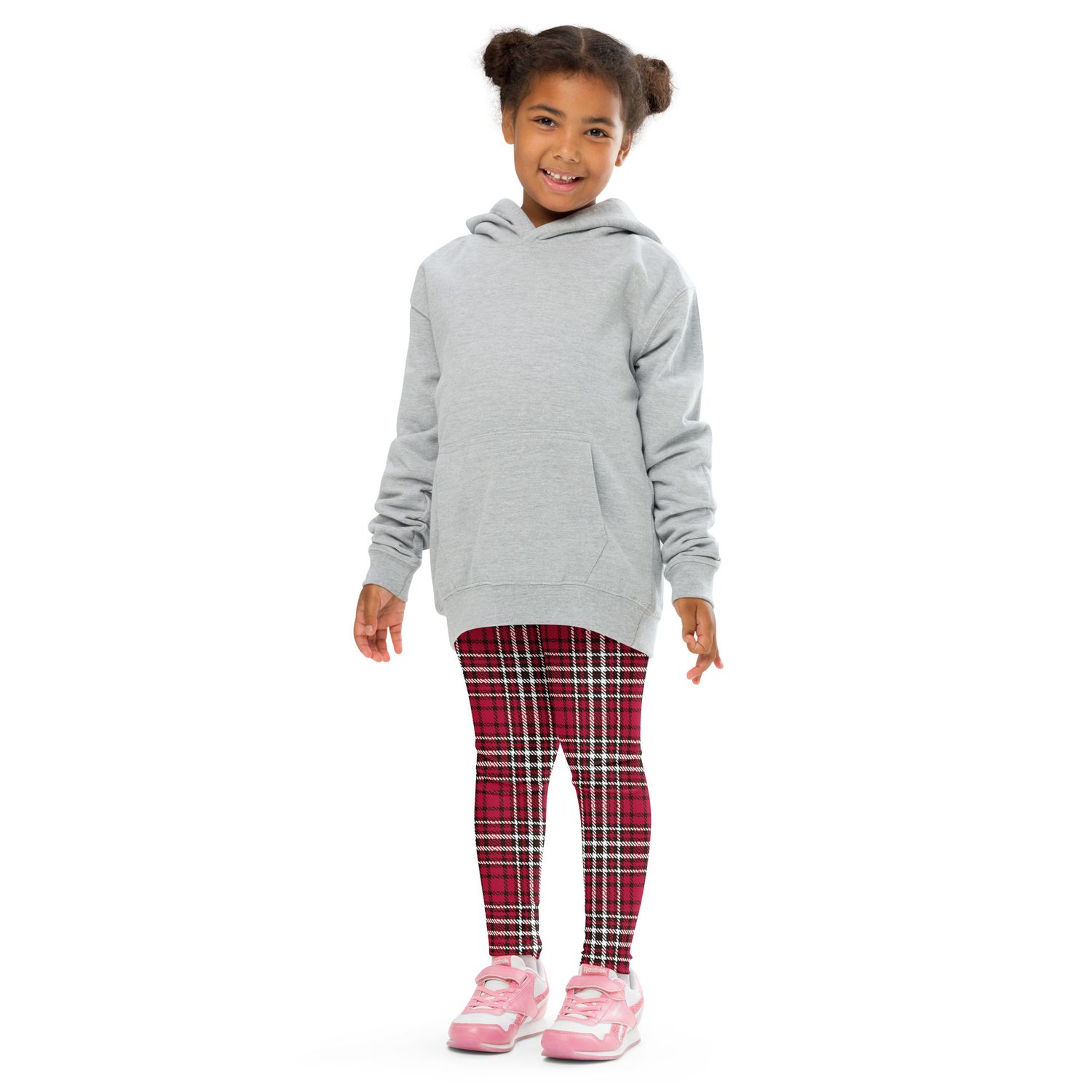 Red and Black Plaid Dark Kids Leggings