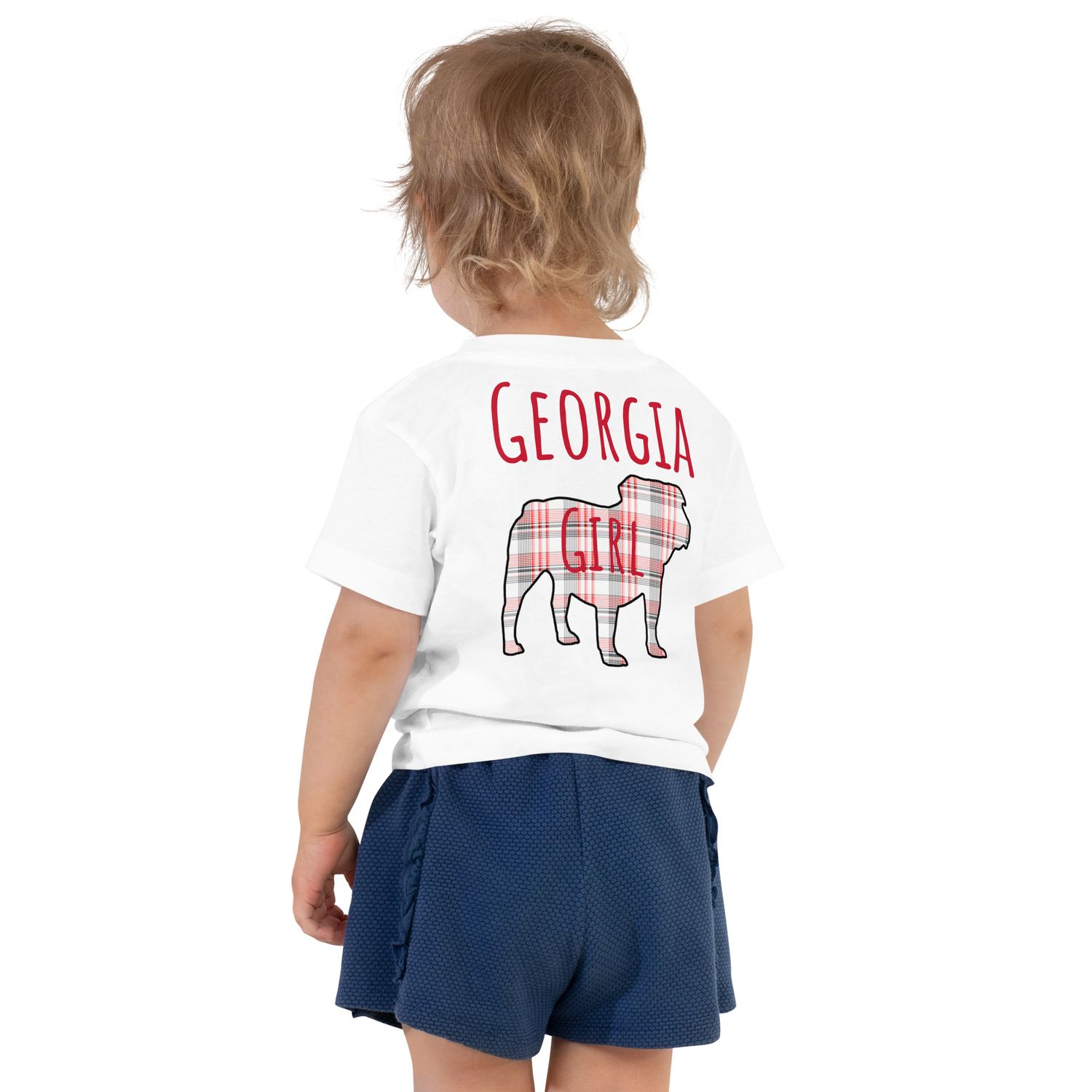 Georgia Girl (Bulldog) Red Text Toddler Short Sleeve Tee