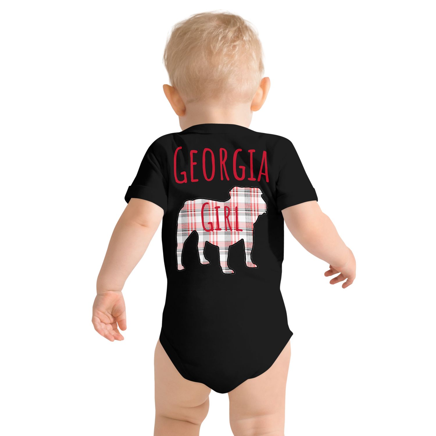 Georgia Girl (Bulldog) Red Text Baby short sleeve one piece