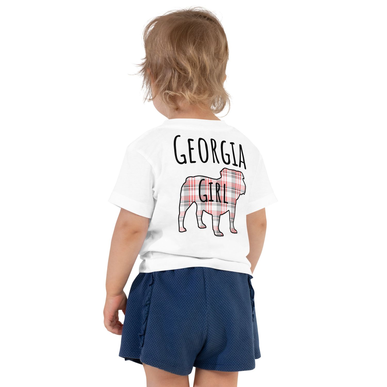 Georgia Girl (Bulldog) Black Text Toddler Short Sleeve Tee