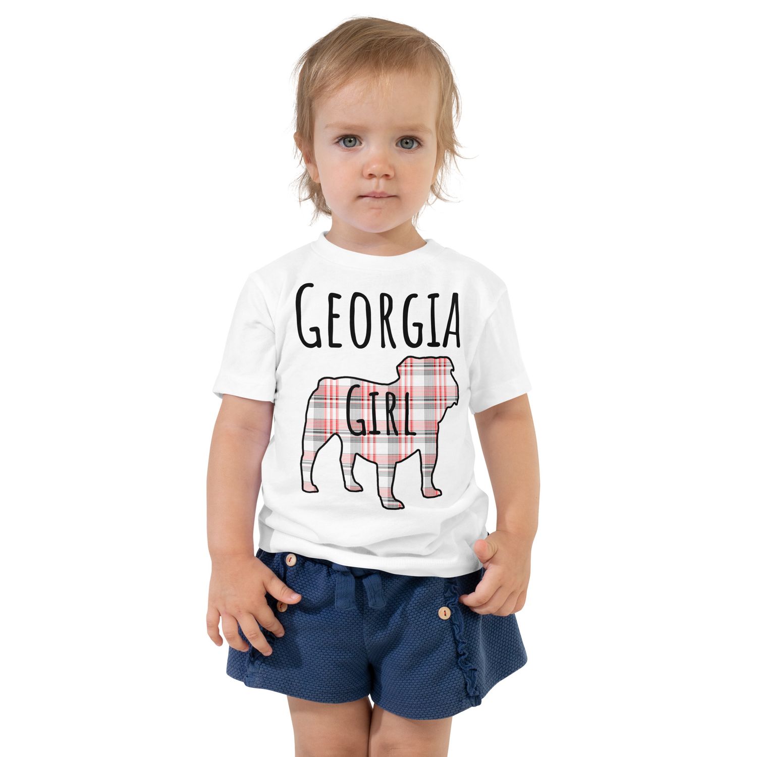 Georgia Girl (Bulldog) Black Text Front Only Toddler Short Sleeve Tee
