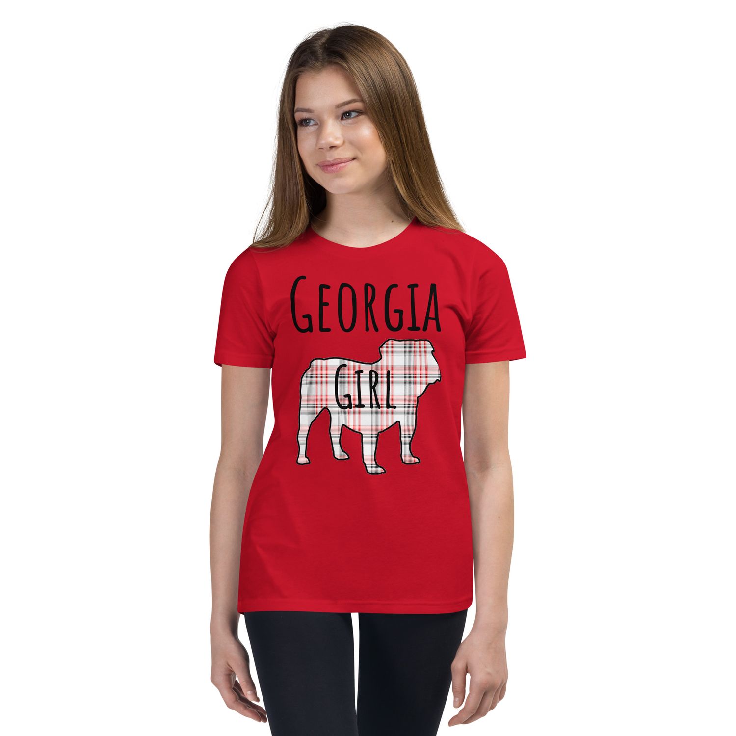 Georgia Girl (Bulldog) Black Text Front Only Youth Short Sleeve T-Shirt