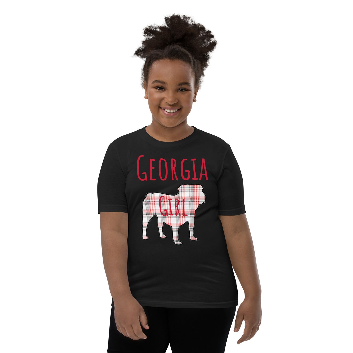 Georgia Girl (Bulldog) Red Text Front Only Youth Short Sleeve T-Shirt