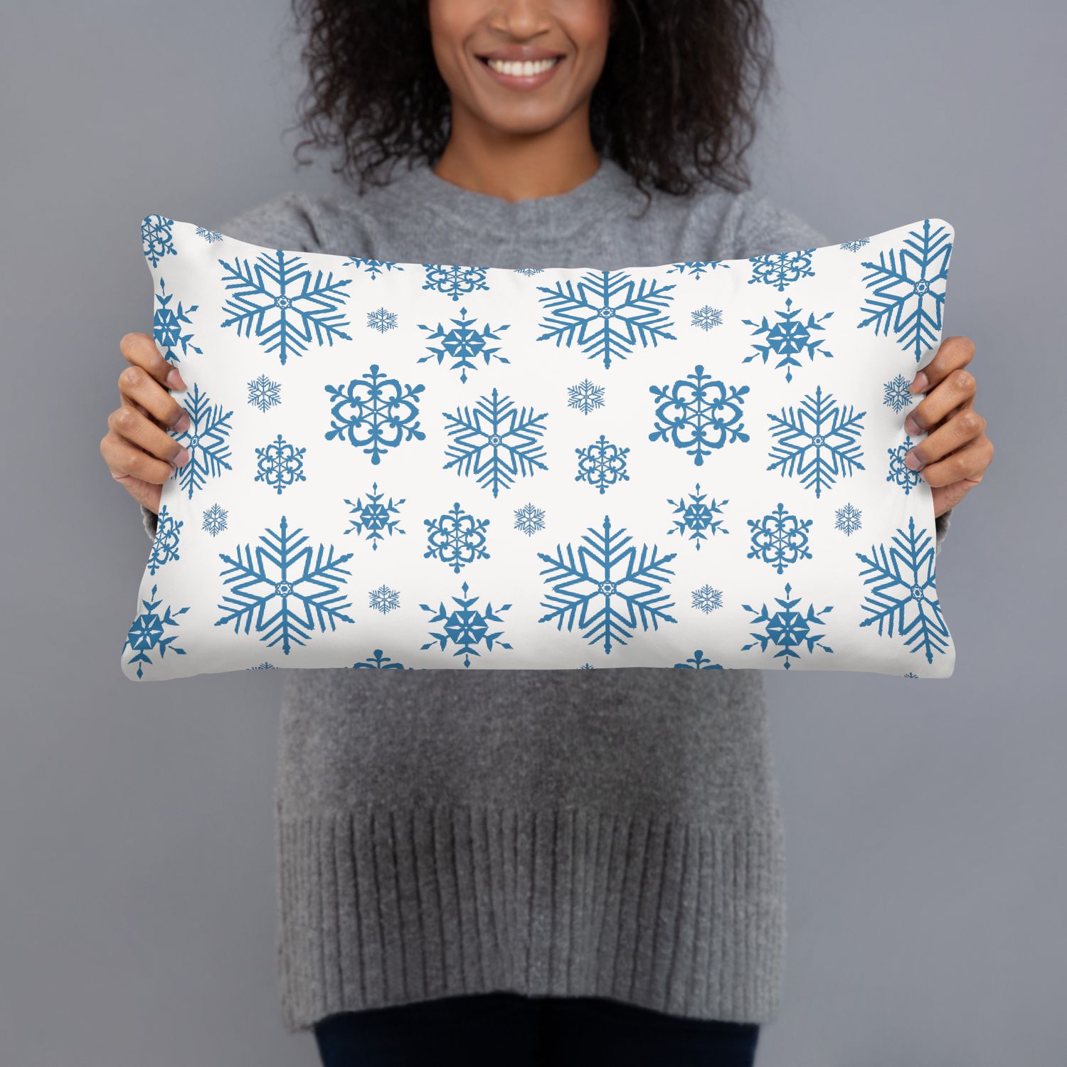 Reversible Blue and White 12 x 20 inch Pillow