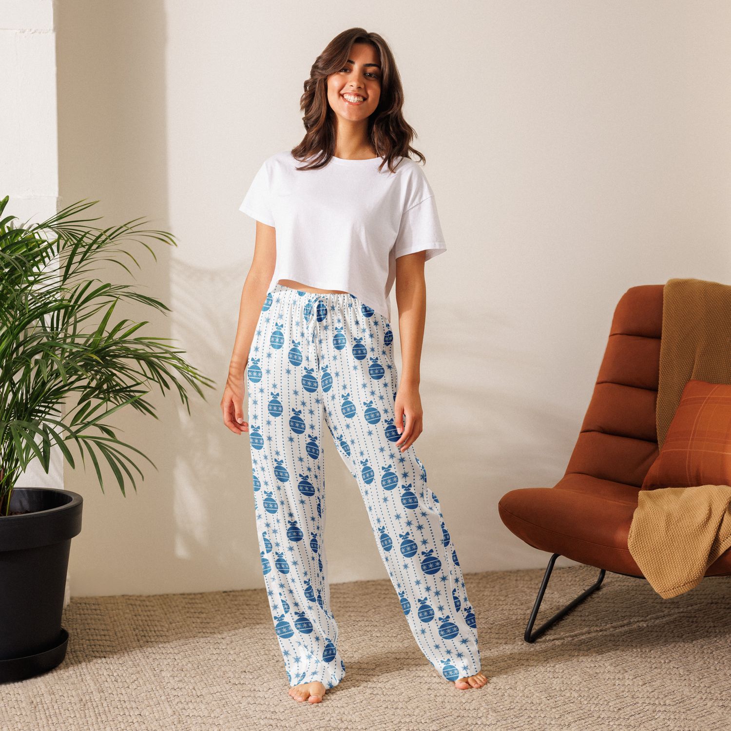 Blue Ornaments Women’s pajama pants