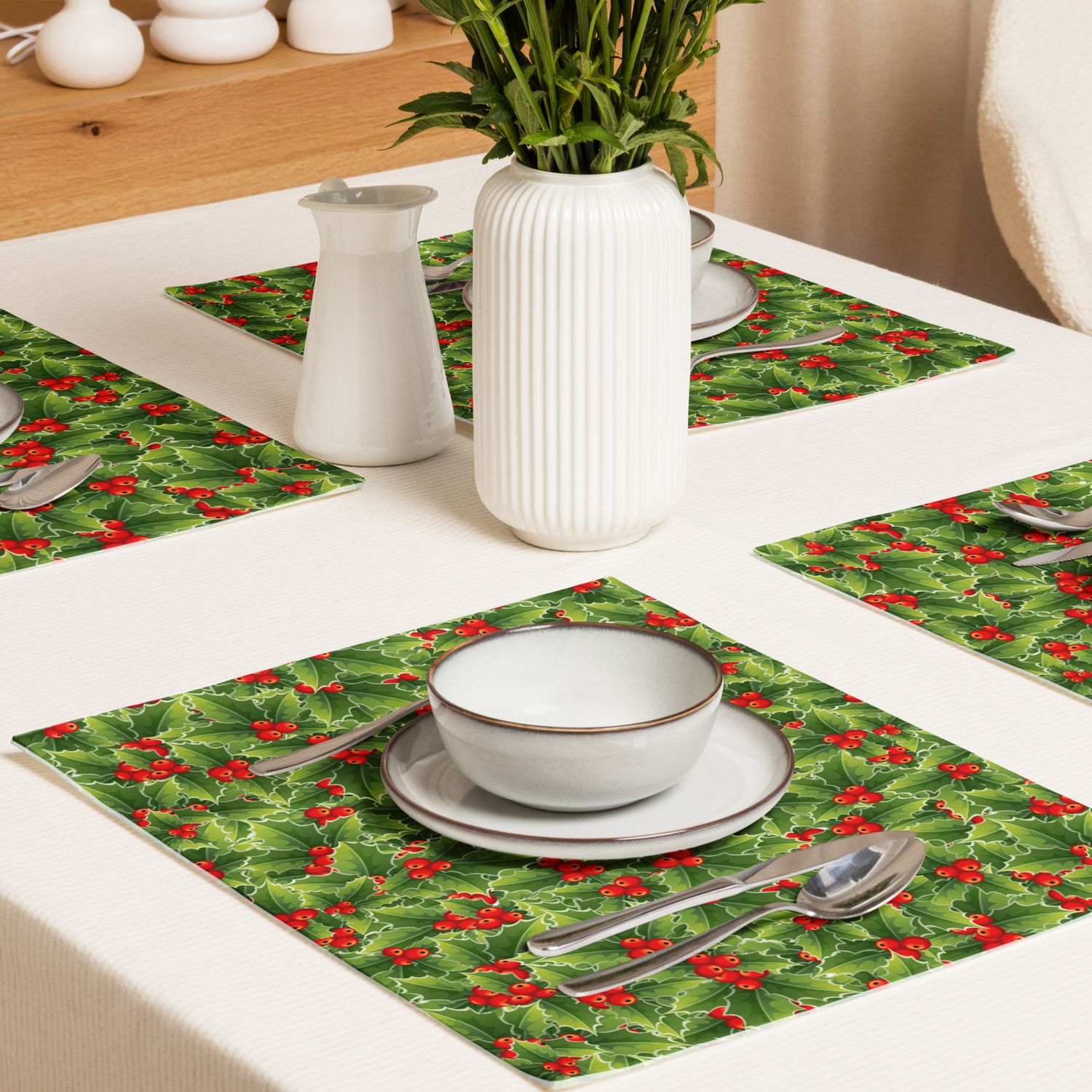 Christmas Holly Placemat Set