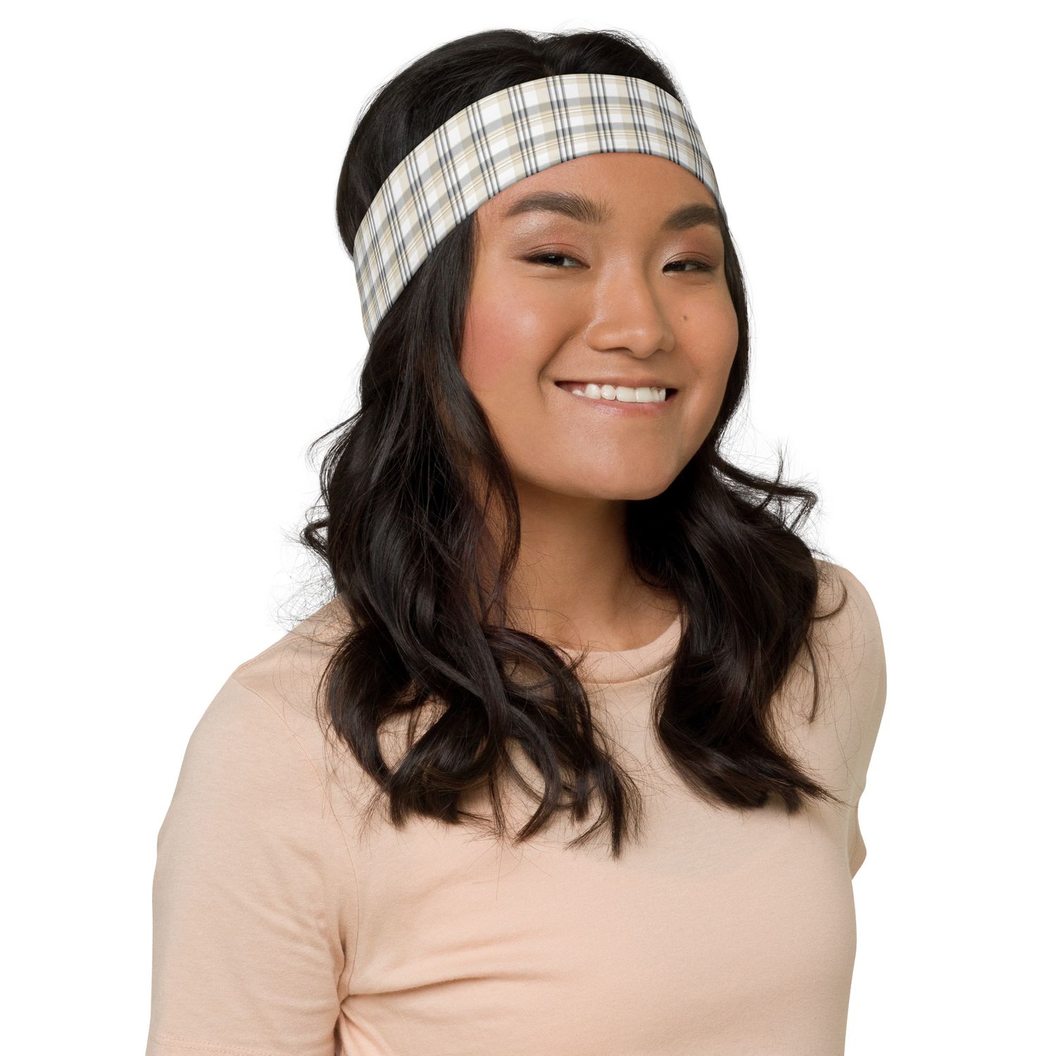 Black and Gold Plaid Light Headband