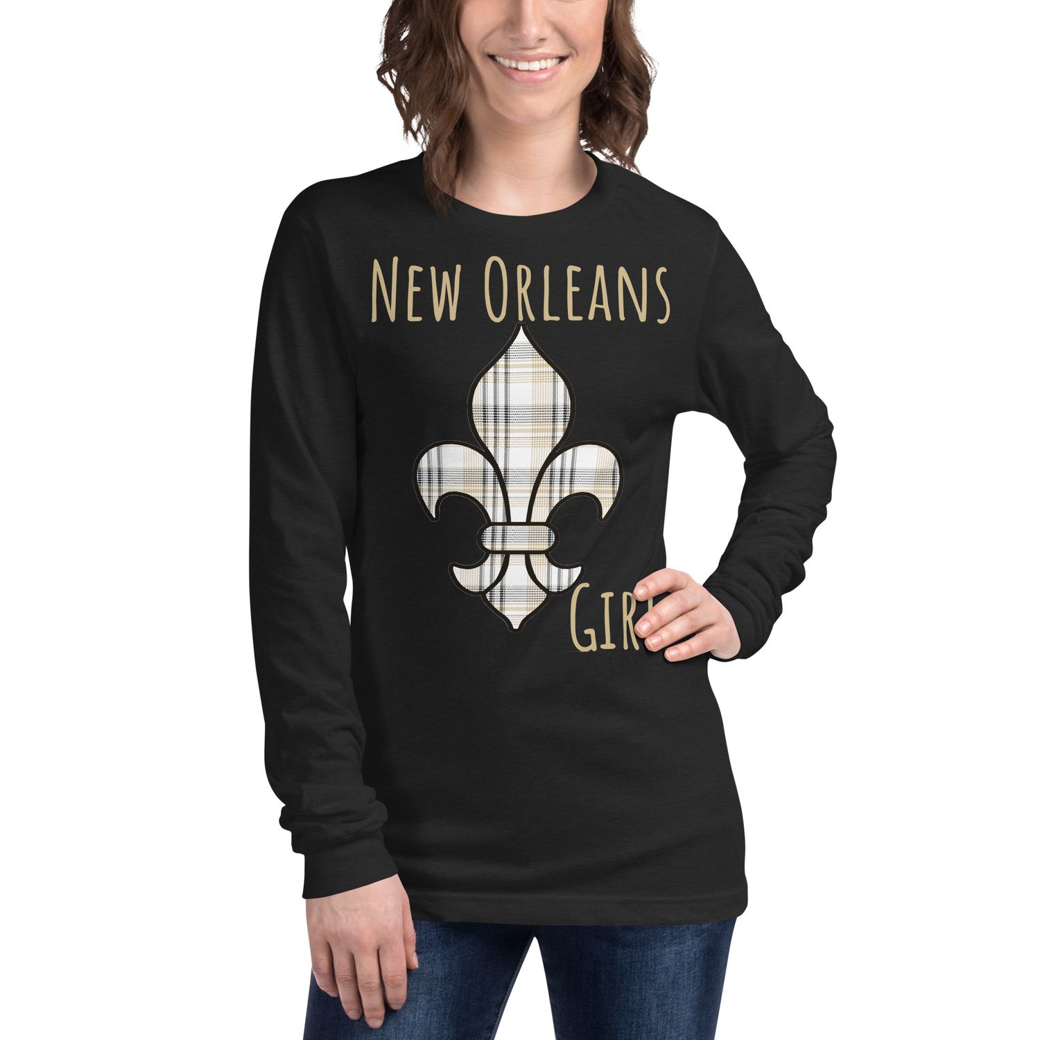 New Orleans Girl Light Front Print Long Sleeve Tee