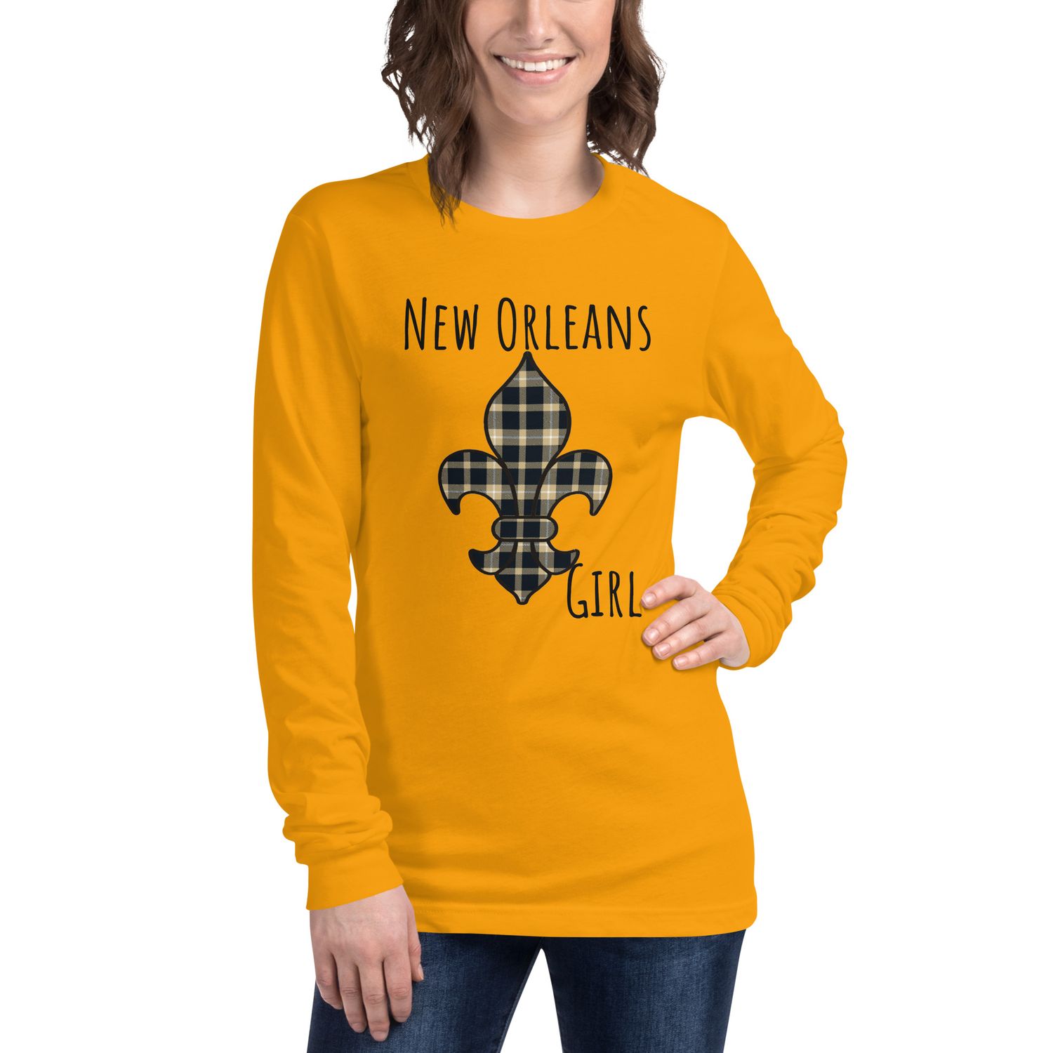 New Orleans Girl Dark Front Print Long Sleeve Tee
