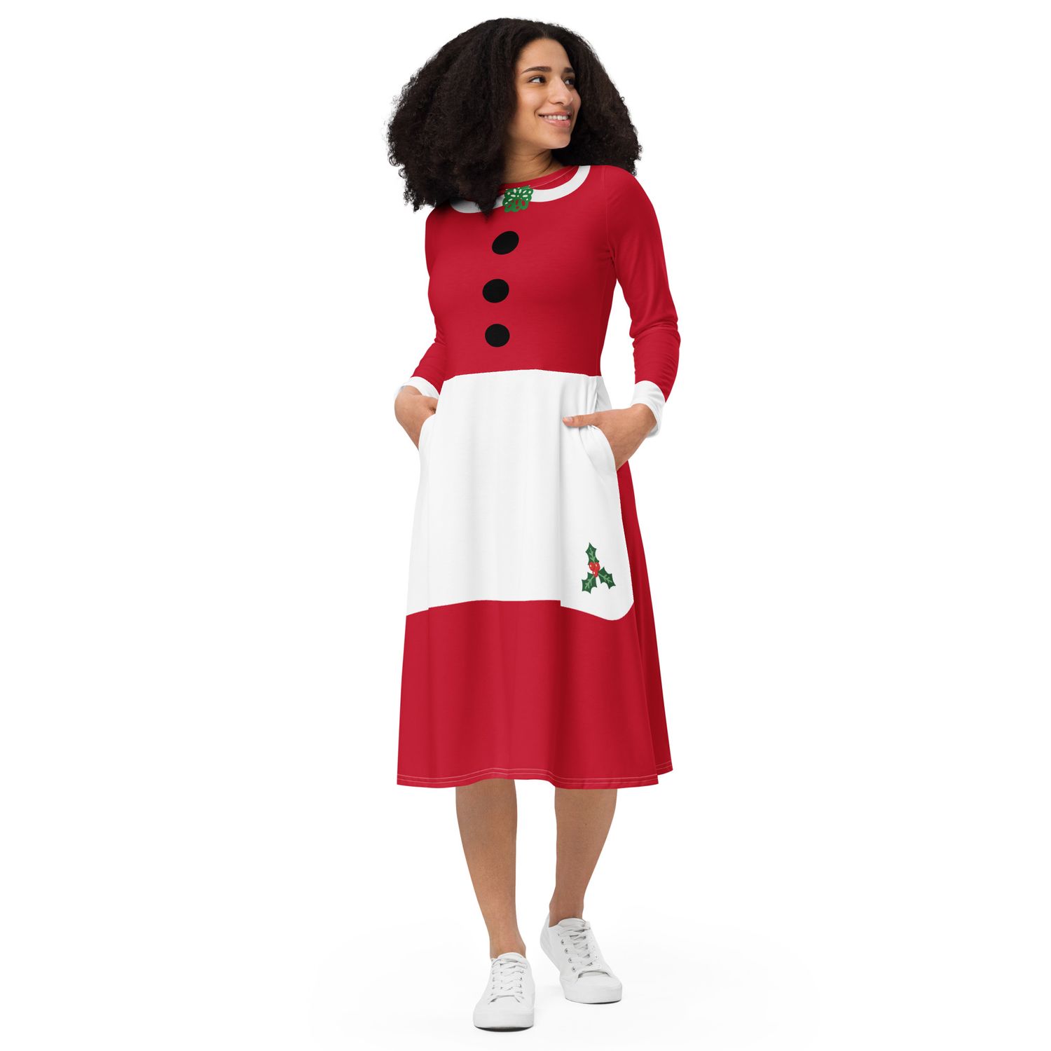 Mrs Claus long sleeve midi dress