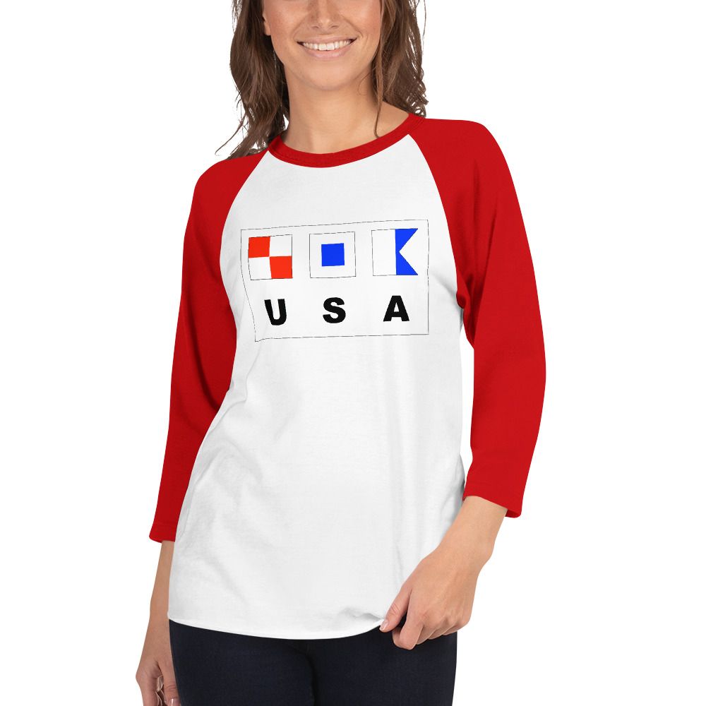 USA Nautical 3/4 sleeve raglan shirt