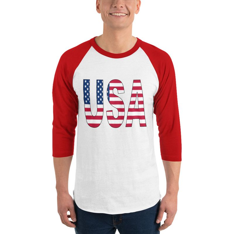 USA Flag 3/4 sleeve raglan shirt