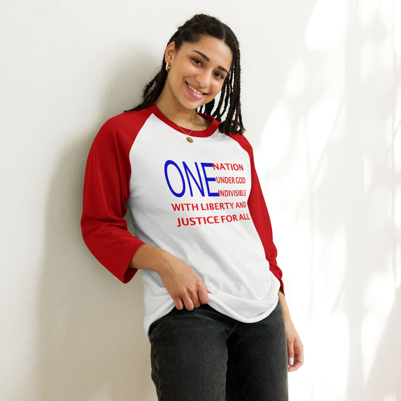 One Nation 3/4 sleeve raglan shirt