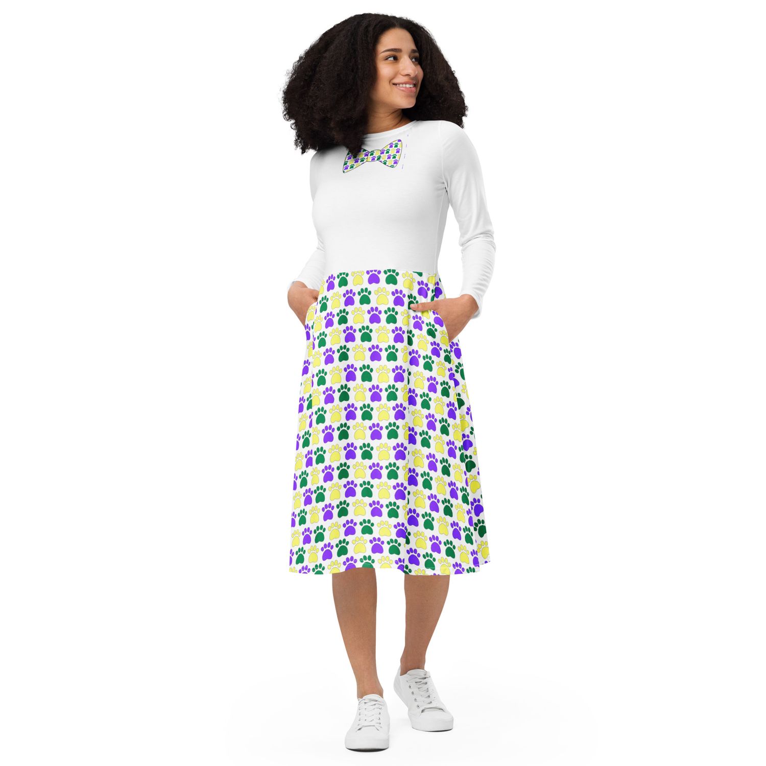 Scattered Paws midi dress