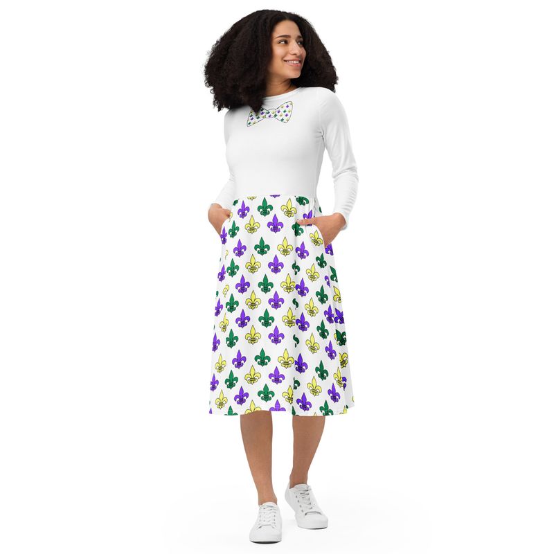 Mardi Gras Scattered midi dress