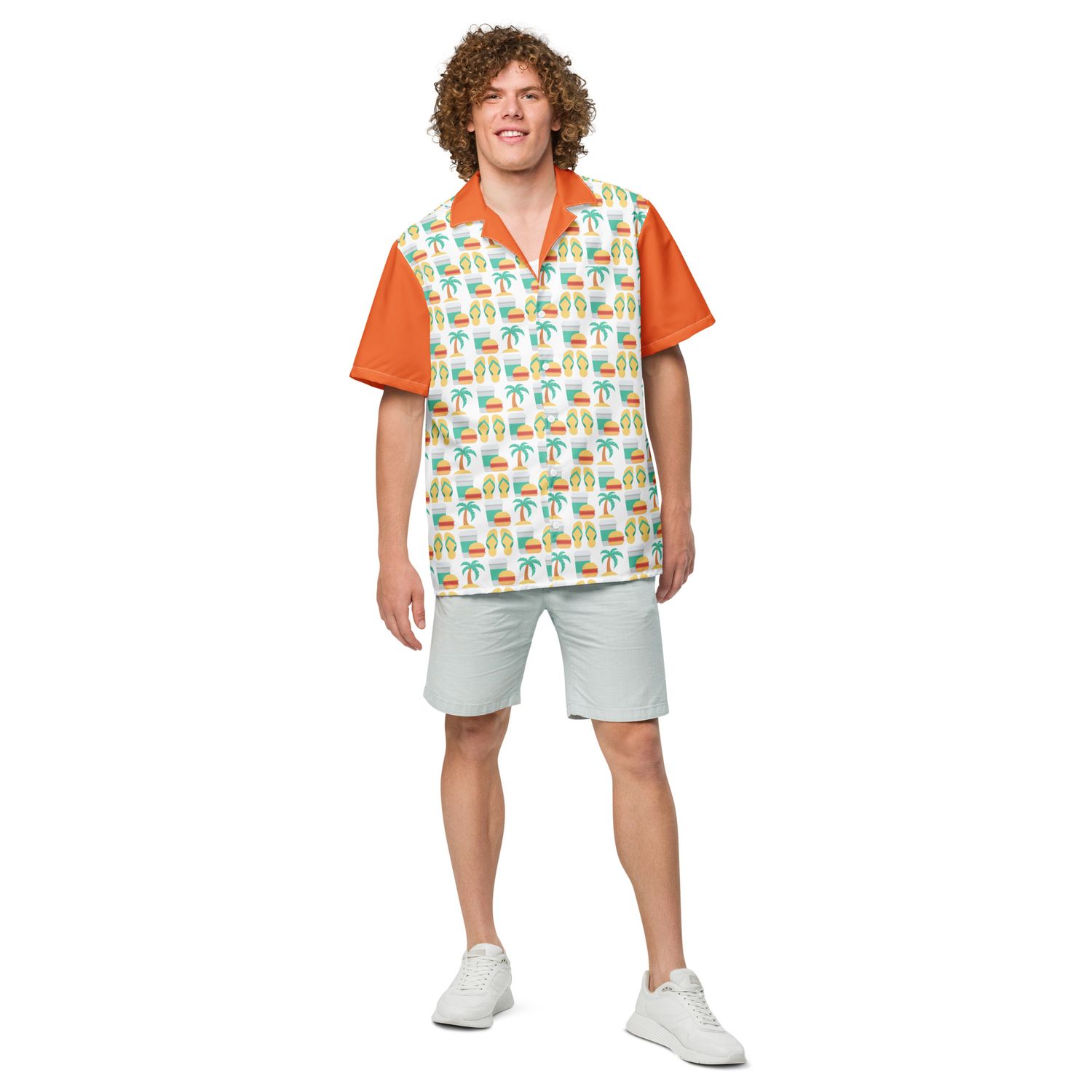 Beach Picnic (Orange) Unisex button shirt