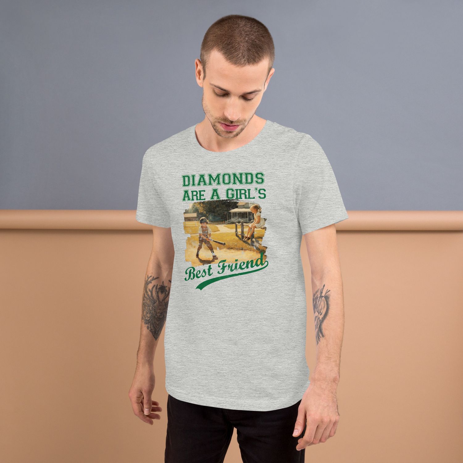 Diamonds- Boy (Front Only) Distressed Look Unisex Tshirt