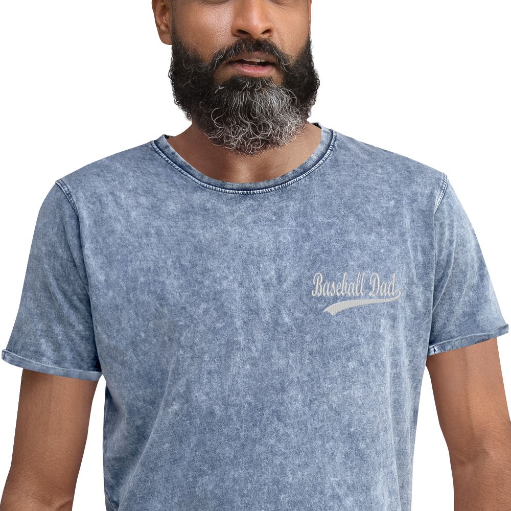 Baseball Dad Embroidered Denim T-Shirt