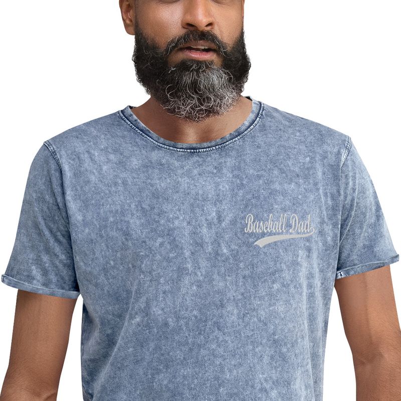 Baseball Dad Embroidered Denim T-Shirt
